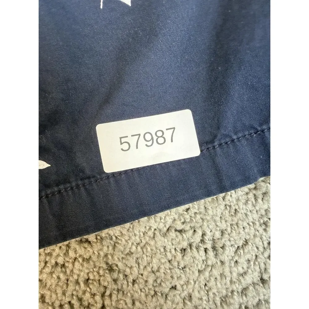 Nautica Shorts Mens 36 Blue Chino Cotton Nautical Pennant Pockets 9 In Inseam